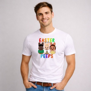 Tricou Paste Easter Peeps Stil Desen Animat, din bumbac 100%, tricou alb, Copii | Dama | Barbat