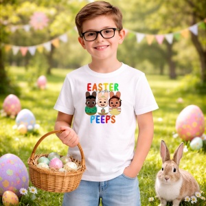Tricou Paste Easter Peeps Stil Desen Animat, din bumbac 100%, tricou alb, Copii | Dama | Barbat - Img 5