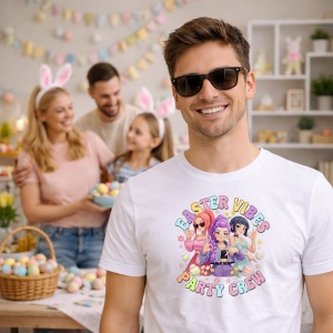 Tricou Paste Easter Vibes Party Crew Kpop Girls Pastel, din bumbac 100%, tricou alb, Copii | Dama | Barbat - Img 5