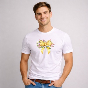 Tricou Paste Fundita Galbena Floral Decor Premium, din bumbac 100%, tricou alb, Copii | Dama | Barbat - Img 3