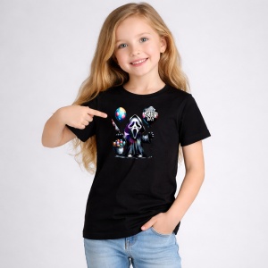 Tricou Paste Ghostface Paste Oua Colorate Stil Horror, din bumbac 100%, tricou negru, Copii | Dama | Barbat - Img 2