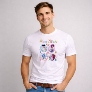 Tricou Paste Happy Easter Kpop Girls Portrete Pastel, din bumbac 100%, tricou alb, Copii | Dama | Barbat - Img 2
