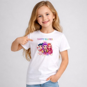 Tricou Paste Happy Easter Kpop Grup Fete Colorat, din bumbac 100%, tricou alb, Copii | Dama | Barbat