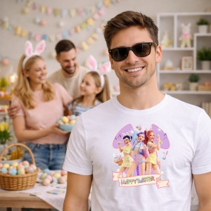 Tricou Paste Happy Easter Kpop Hunters Huntrix Pastel, din bumbac 100%, tricou alb, Copii | Dama | Barbat - Img 5