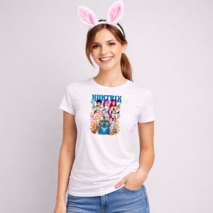 Tricou Paste Huntrix Kpop Easter Personaje Colorate, din bumbac 100%, tricou alb, Copii | Dama | Barbat - Img 3