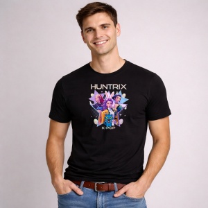 Tricou Paste Huntrix Kpop Star Girls Stil Aesthetic, din bumbac 100%, tricou negru, Copii | Dama | Barbat - Img 2