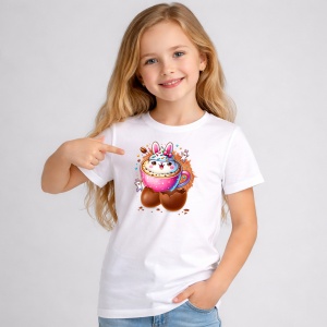 Tricou Paste Iepuras Paste Ceasca Ou Chocolate Funny, din bumbac 100%, tricou alb, Copii | Dama | Barbat - Img 2
