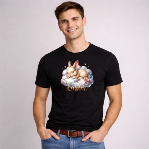 Tricou Paste Iepuras Paste Dreamy Oua Colorate Norisor, din bumbac 100%, tricou negru, Copii | Dama | Barbat - Img 1