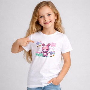 Tricou Paste Iepuras Paste Ice Cream Oua Colorate Funny, din bumbac 100%, tricou alb, Copii | Dama | Barbat - Img 2