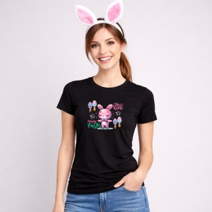 Tricou Paste Iepuras Paste Ice Cream Oua Colorate Funny, din bumbac 100%, tricou negru, Copii | Dama | Barbat - Img 3