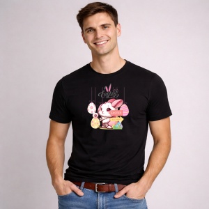 Tricou Paste Iepuras Paste Ou Colorat Ilustratie Sweet, din bumbac 100%, tricou negru, Copii | Dama | Barbat - Img 2