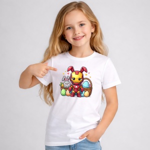Tricou Paste Iron Man Paste Cos Oua Colorate, din bumbac 100%, tricou alb, Copii | Dama | Barbat - Img 2