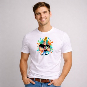 Tricou Paste Johnny Bravo Paste Oua Colorate Stil Graffiti, din bumbac 100%, tricou alb, Copii | Dama | Barbat - Img 2