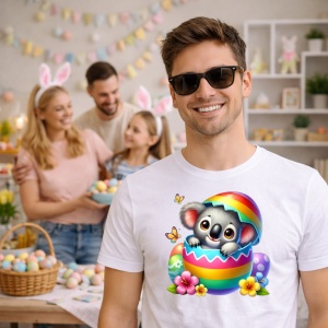Tricou Paste Koala Paste Ou Spart Colorat Curcubeu, din bumbac 100%, tricou alb, Copii | Dama | Barbat - Img 7