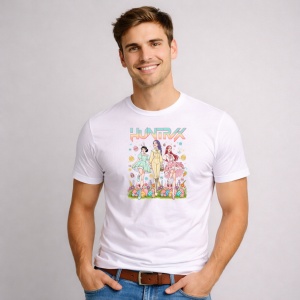 Tricou Paste Kpop Demon Hunters Huntrix Easter Girls Pastel, din bumbac 100%, tricou alb, Copii | Dama | Barbat - Img 2