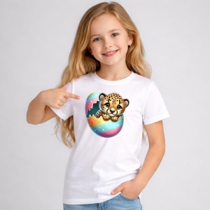 Tricou Paste Leopard Baby Paste Ou Spart Colorat, din bumbac 100%, tricou alb, Copii | Dama | Barbat