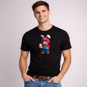 Tricou Paste Mario Iepuras Paste Ou Festiv, din bumbac 100%, tricou negru, Copii | Dama | Barbat - Img 3