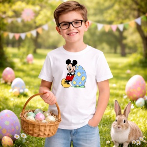 Tricou Paste Mickey Mouse Paste Ou Mare Colorat, din bumbac 100%, tricou alb, Copii | Dama | Barbat - Img 5
