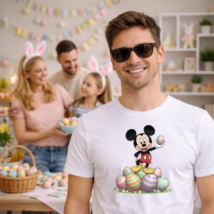 Tricou Paste Mickey Mouse Paste Oua Colorate Gramada, din bumbac 100%, tricou alb, Copii | Dama | Barbat - Img 7