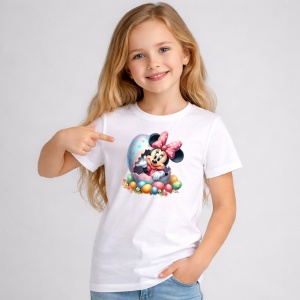 Tricou Paste Minnie Mouse Paste Ou Mare Colorat Decorativ, din bumbac 100%, tricou alb, Copii | Dama | Barbat