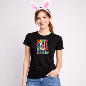 Tricou Paste Nintendo Style Gamer Paste Happy Easter Oua, din bumbac 100%, tricou negru, Copii | Dama | Barbat - Img 3