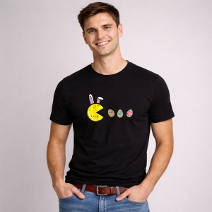 Tricou Paste Pacman Gamer Paste Mananca Oua Colorate, din bumbac 100%, tricou negru, Copii | Dama | Barbat - Img 3