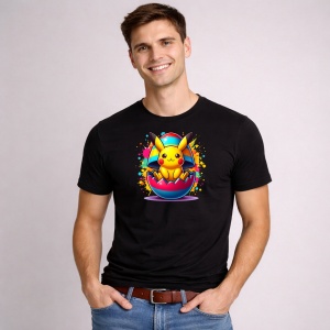 Tricou Paste Pikachu Paste Ou Spart Colorat Electric, din bumbac 100%, tricou negru, Copii | Dama | Barbat - Img 1