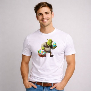 Tricou Paste Shrek Cos Paste Oua Colorate Iepuras, din bumbac 100%, tricou alb, Copii | Dama | Barbat - Img 2