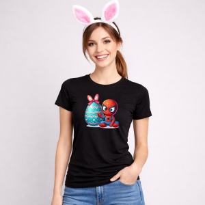 Tricou Paste Spiderman Paste Ou Mare Decorativ, din bumbac 100%, tricou negru, Copii | Dama | Barbat