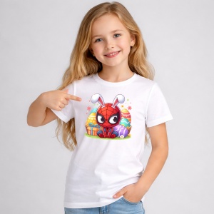 Tricou Paste Spiderman Paste Oua Colorate Iepuras Urechi De Iepure, din bumbac 100%, tricou alb, Copii | Dama | Barbat