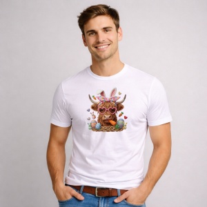 Tricou Paste Vacuta Paste Cu Ochelari Inimioare Cos Oua Pastel, din bumbac 100%, tricou alb, Copii | Dama | Barbat