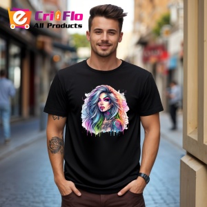 Tricou Pastel hair tattooed woman blue tone, femeie cu par pastel si tatuaj ton albastru, Copii | Dama | Barbat , tricou negru - Img 10