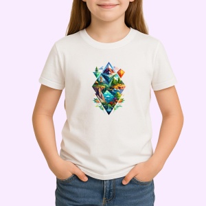 Tricou Peisaj Montan In Forme Geometrice, Copii | Dama | Barbat - Img 3