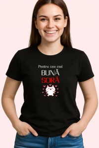 Tricou Pentru Cea Mai Buna Sora, din bumbac 100%, tricou negru, Dama | Barbat