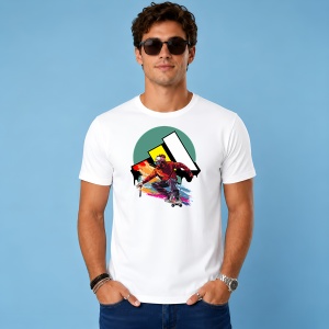 Tricou Personaj Anime Pe Skateboard Stil Streetwear Colorat, din bumbac 100% Copii | Dama | Barbat - Img 2