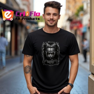 Tricou Personaj horror stil caricatura alb negru expresie intensa Copii | Dama | Barbat, culoare negru - Img 6