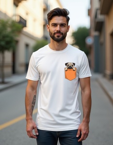 Tricou personalizat pentru bărbați din bumbac 100% - Pocket Pug