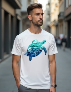 Tricou personalizat pentru bărbați din bumbac 100% - Sea Turtle Ocean