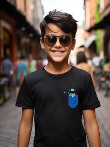 Tricou personalizat pentru copii din bumbac 100% cu imprimeu de buzunar - Squirtle din Pokémon - Tricou pentru antrenorii Pokémon în devenire