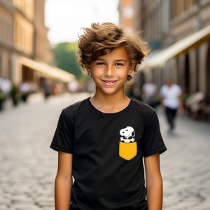 Tricou personalizat pentru copii din bumbac 100% cu Kick Buttowski în buzunar - Tricou aventură, Cadou pentru copii energici - Img 3