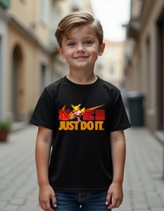 Tricou personalizat pentru copii din bumbac 100% - Pikachu - Just Do It - Img 2