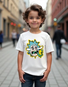 Tricou personalizat pentru copii din bumbac 100% - Rick Madness, Rick și Morty, desen animat, nebunie, suprarealist