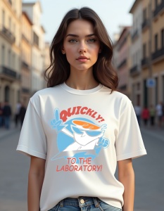 Tricou personalizat pentru dama din bumbac 100% - Dexter's Lab Genius, Dexter, desen animat, știință, nostalgie, ciudat