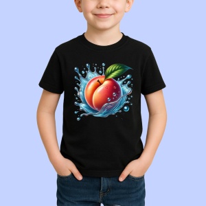 Tricou Piersica si stropi racoritori, Fructe, Copii | Dama, culoare negru