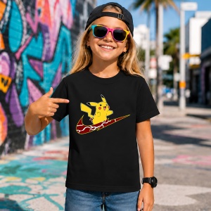Tricou Pikachu Lightning Bolt Logo Urban Pokemon Streetwear, din bumbac 100%, tricou negru, Copii | Dama | Barbat - Img 7