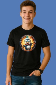 Tricou Pinguin Cu Fular, din bumbac 100% Copii | Dama | Barbat - Img 2