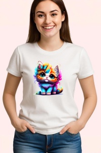 Tricou Pisica cu fundita si fluture pe cap imagine dragalasa Copii | Dama | Barbat
