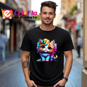 Tricou Pisica cu fundita si fluture pe cap imagine dragalasa Copii | Dama | Barbat, culoare negru - Img 5