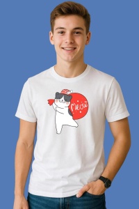 Tricou Pisica Cu Ghirlanda, din bumbac 100%, tricou alb, Copii | Dama | Barbat - Img 3