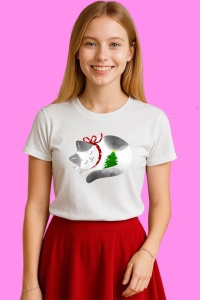 Tricou Pisica Dormind Langa Brad, din bumbac 100%, tricou alb, Copii | Dama | Barbat - Img 2